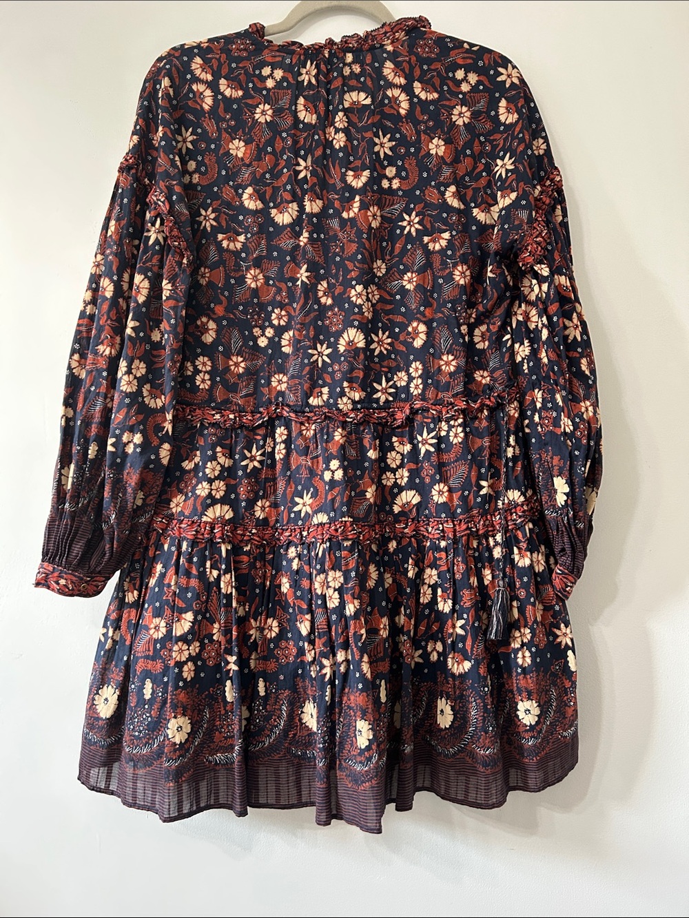 Ulla Johnson Marigold Dress Floral Mini Bohemian Tassel Tiered Babydoll Size 4 - Picture 7 of 16